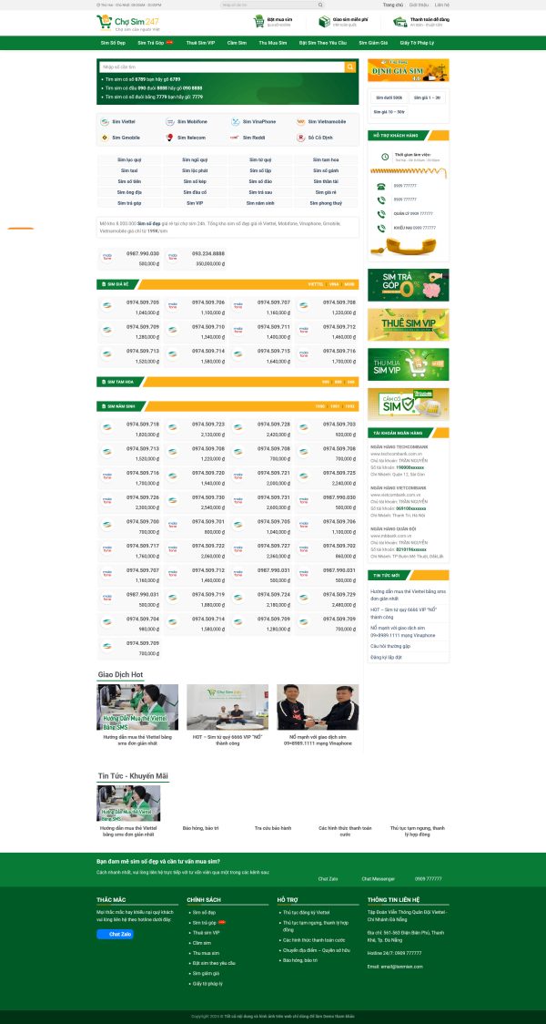 Theme WordPress Chợ Sim Số Đẹp, Đại Lý Sim Thẻ