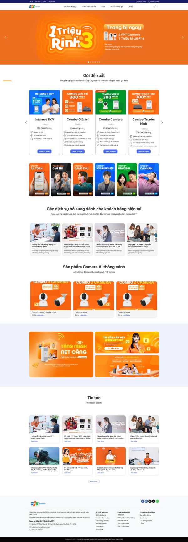 Theme wordpress đại lý internet viễn thông fpt – tối ưu bảng giá gói cước