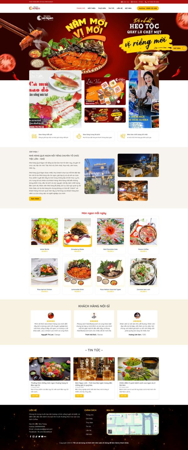 Giao Diện Website Nhà Hàng Sang Trọng: Đặt Bàn Nhanh, Chuẩn SEO