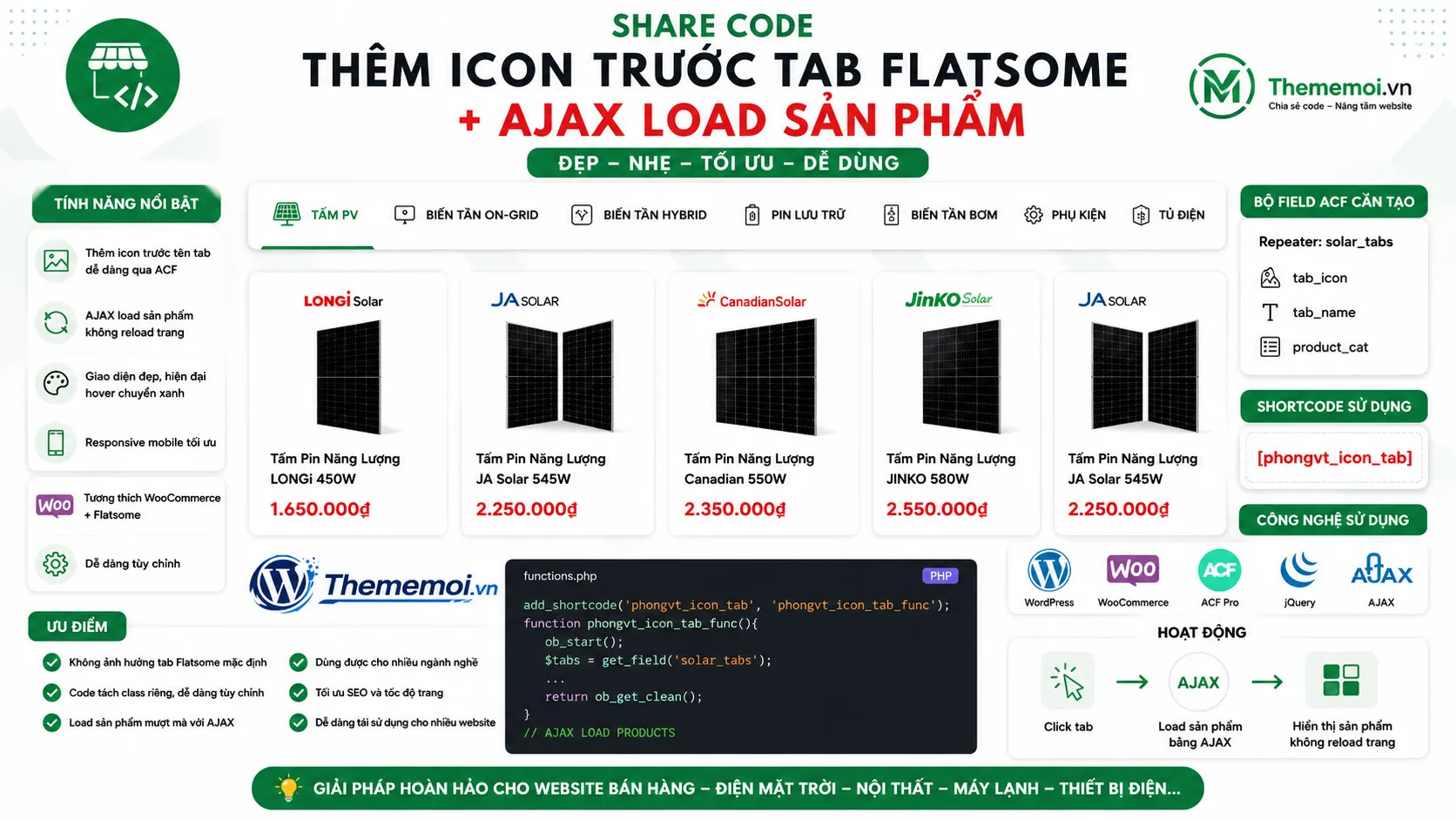 Share Code Thêm Icon Trước Tab Flatsome + AJAX Load Sản Phẩm