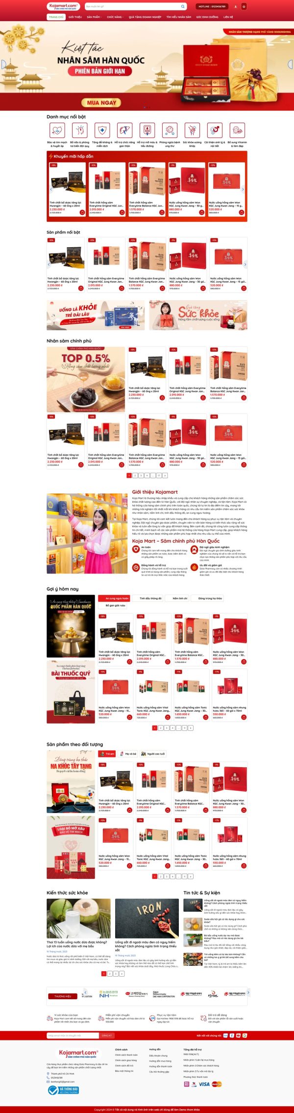 Theme WordPress Sâm Hàn Quốc Sang Trọng Chuẩn SEO 2026