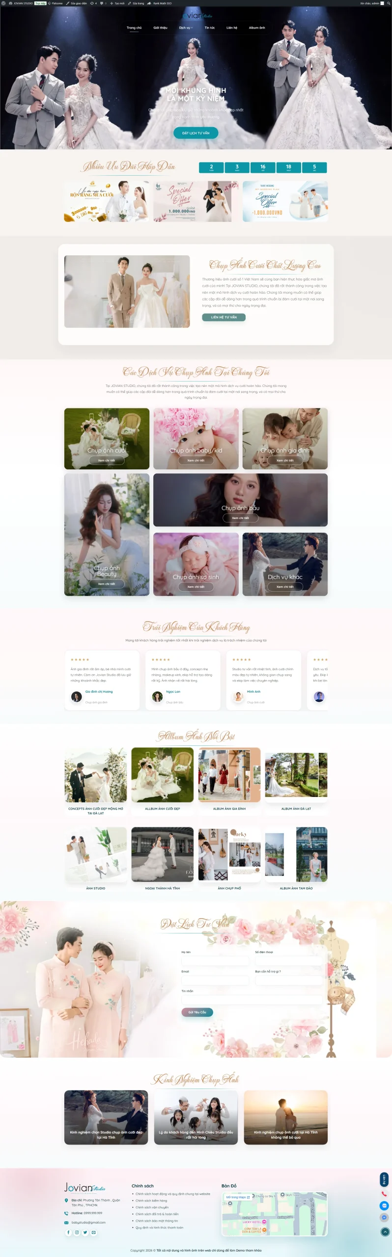 Theme WordPress Studio Áo Cưới Phong Cách Hàn Quốc Đẹp, Chuẩn SEO