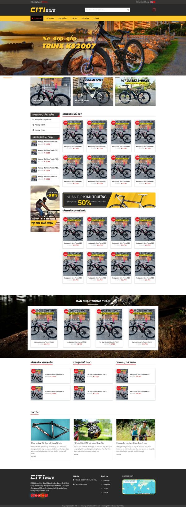Theme WordPress xe đạp thể thao hiện đại,