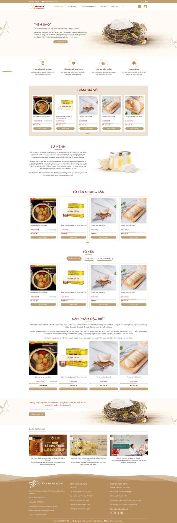 Theme WordPress Yến Sào Cao Cấp – Giao Diện Sang Trọng Chuẩn SEO 2026
