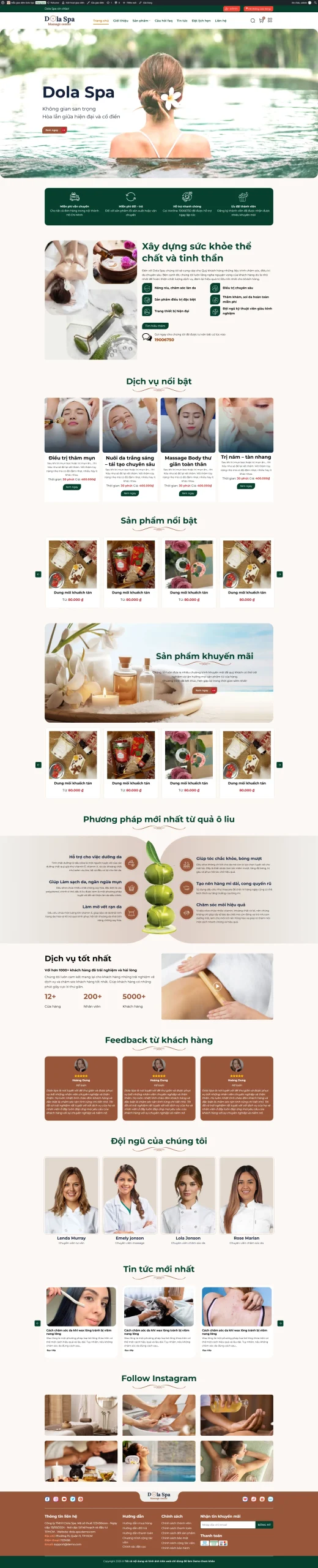 Theme wordpress spa, thẩm mỹ viện: Giao diện làm đẹp chuẩn seo, tốc độ cao 2026