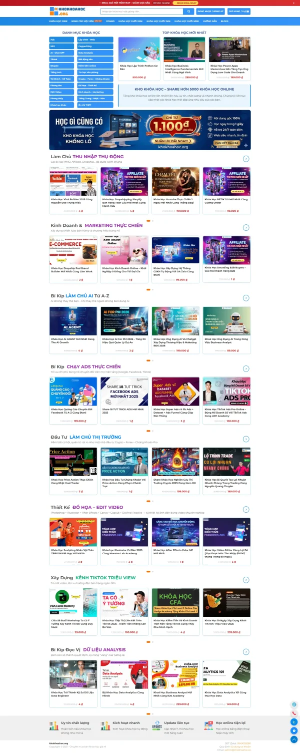 Theme wordpress bán khoá học online, dạy học trực tuyến