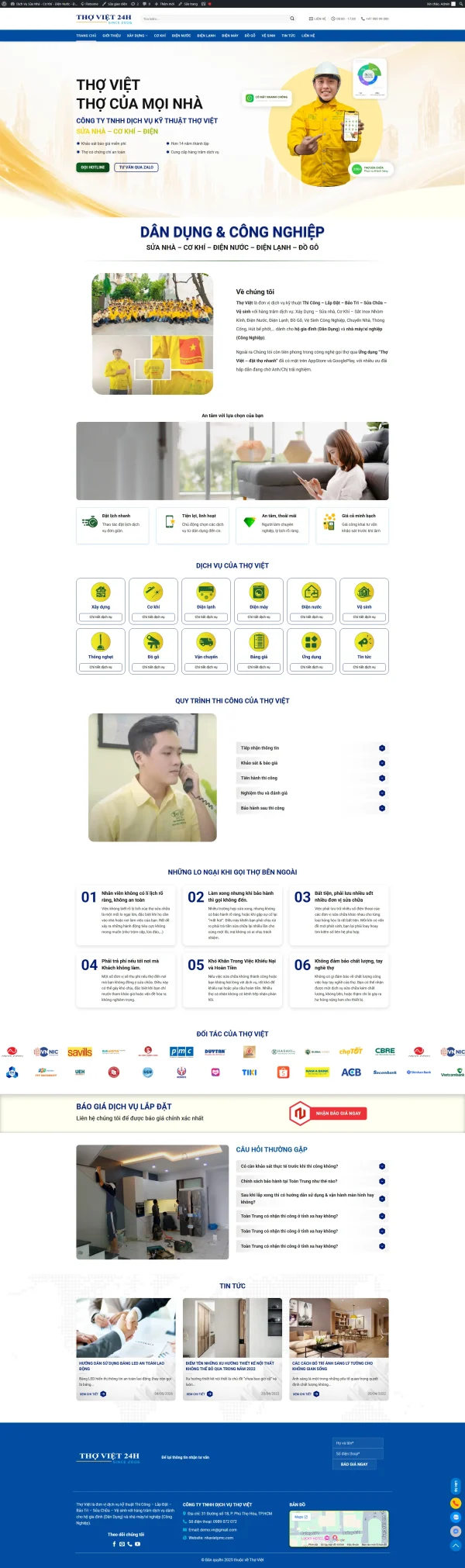 Theme WordPress Dịch Vụ Sửa Chữa Thợ Việt Chuyên Nghiệp